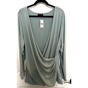 Lane‎ Bryant Wrap Sweater Top Lt. Green Fall Plus Size 22/24 NWT